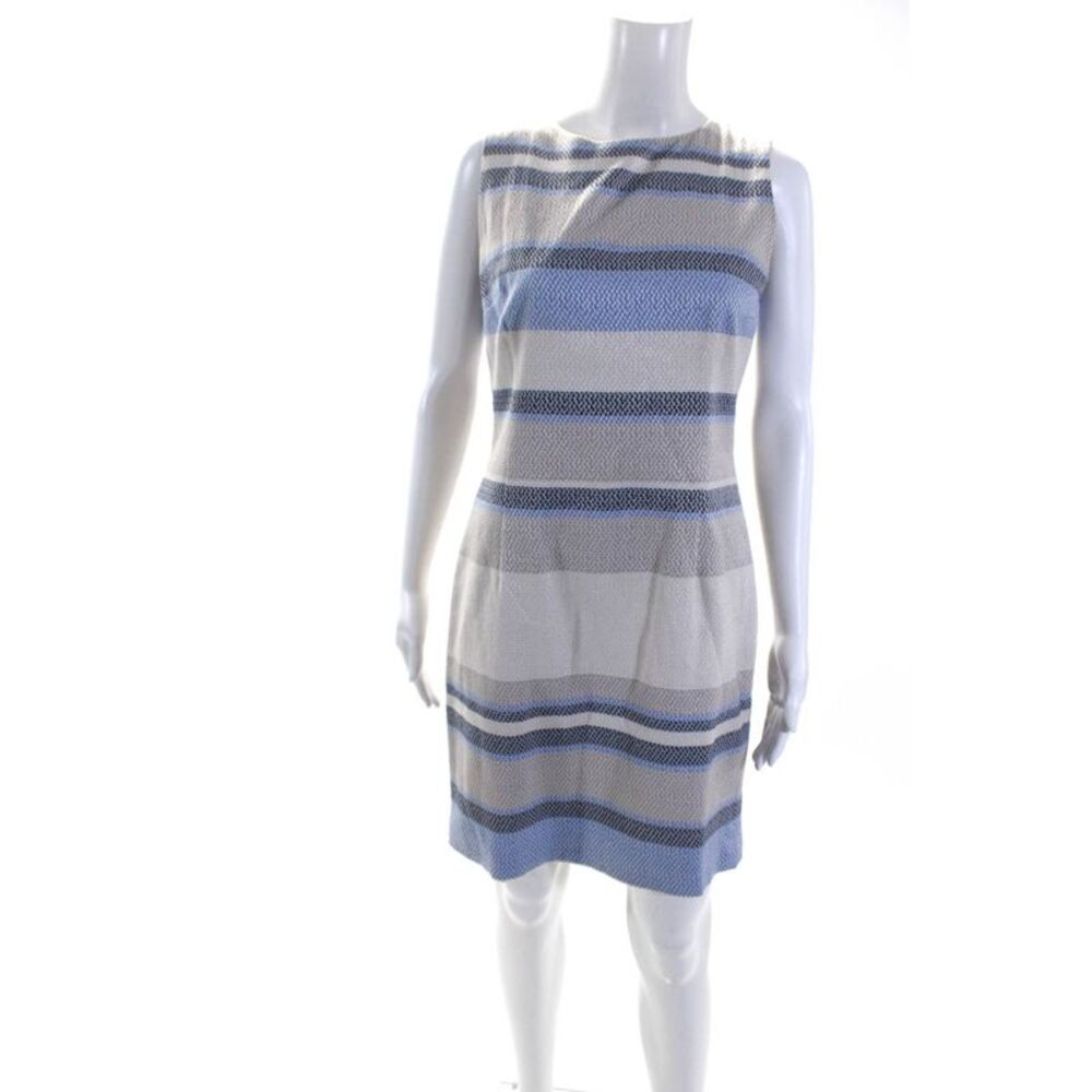 Poeta Womens Cotton Striped Print Knee Length Sheath Dress Multicolor Size M